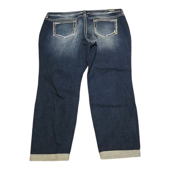 Vigoss Heritage Fit‎ Stretch Rolled Hem Bling Pocket Jeans Plus Size 24 - Picture 3 of 15